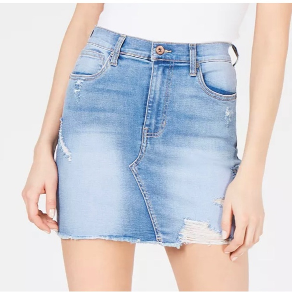 Kendall & Kylie Ripped Denim Skirt